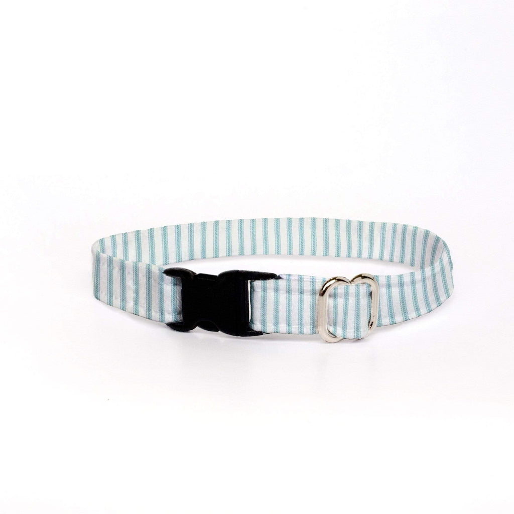 Cat Collar - Aqua Ticking
