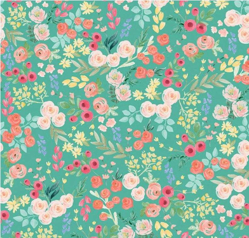 Cat Collar - Flower Market Teal