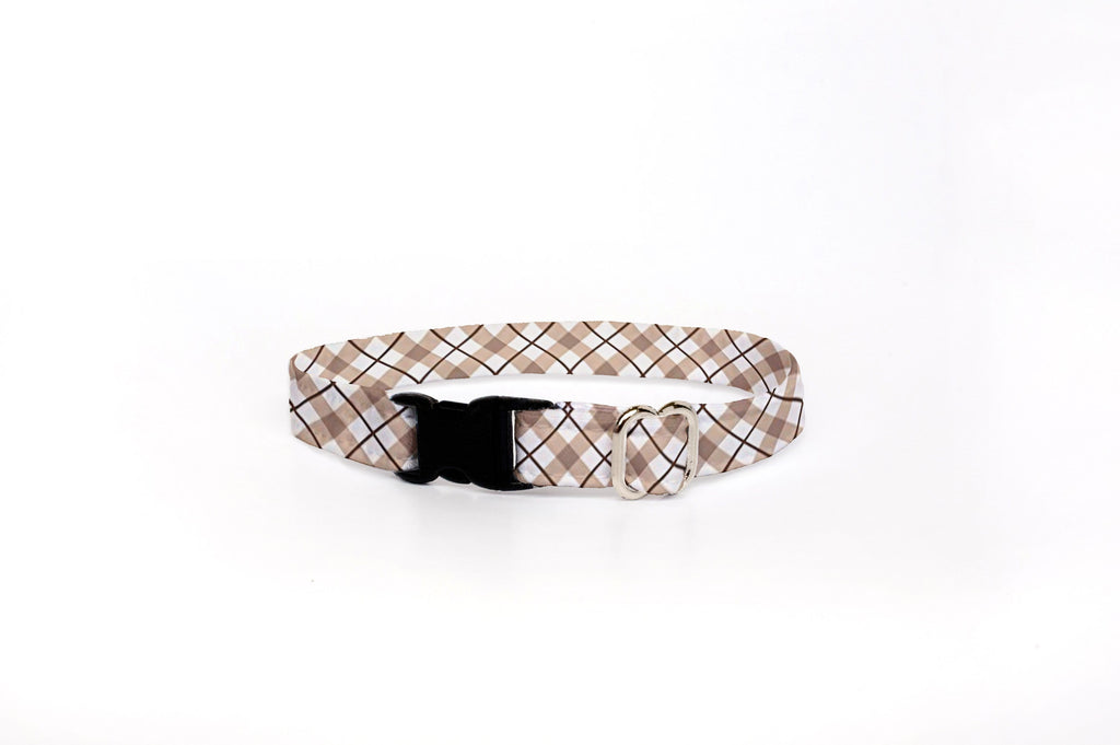 Dog Collar - Beige Plaid