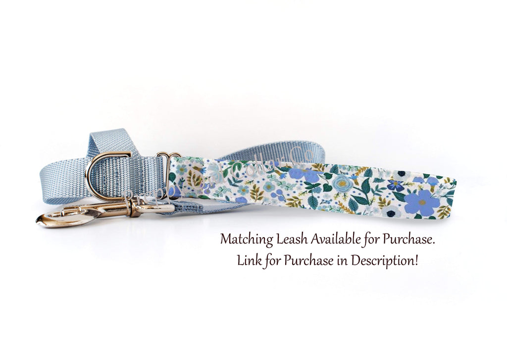 Dog Collar - Garden Party Metallic Blue