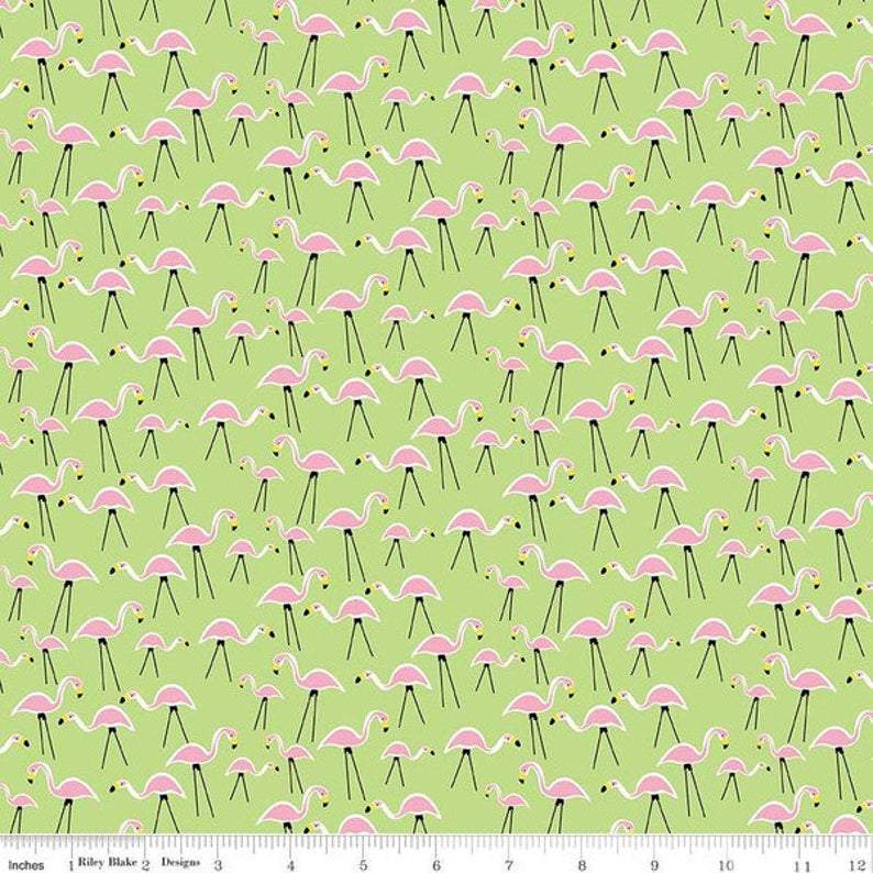 Dog Collar - Pink Flamingo's Green