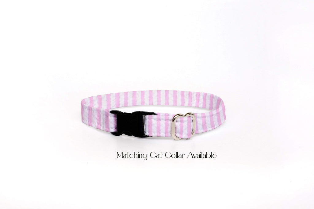 Dog Collar - Pink Seersucker