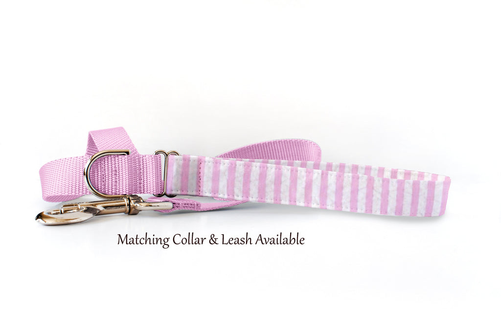 Dog Collar - Pink Seersucker